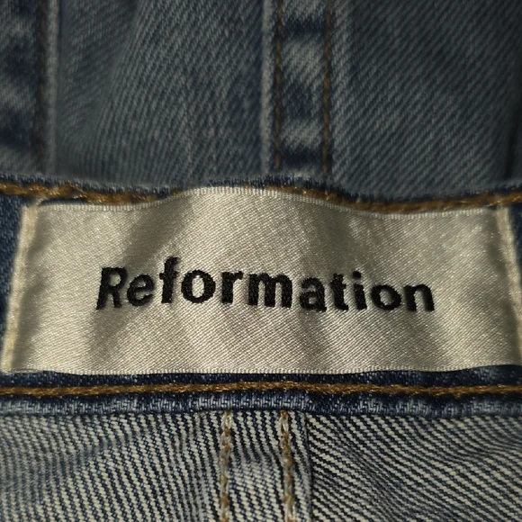 Reformation Distressed Denim Sami Festival Mini Skirt - Picture 4 of 7